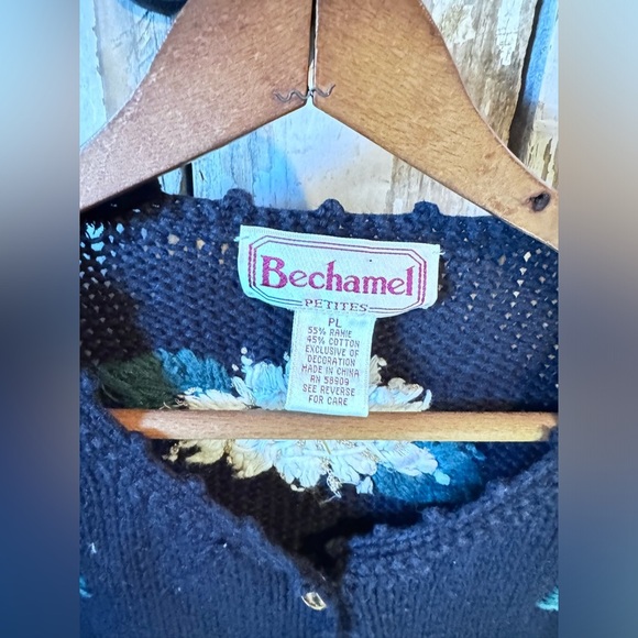 Bechamel Poinsettia & Holly Cardigann Christmas Sweater Size  Large Petite VTG - Picture 3 of 10